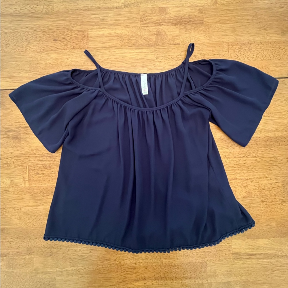 Chic Navy Off-Shoulder Blouse
